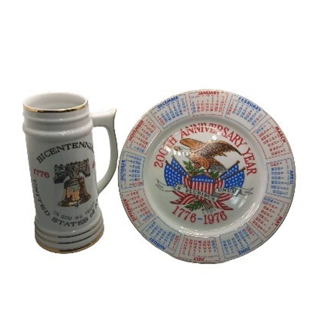 Bicentennial 1776-1976 200th Anniversary Year Souvenir Plate Mug USA Patriotic